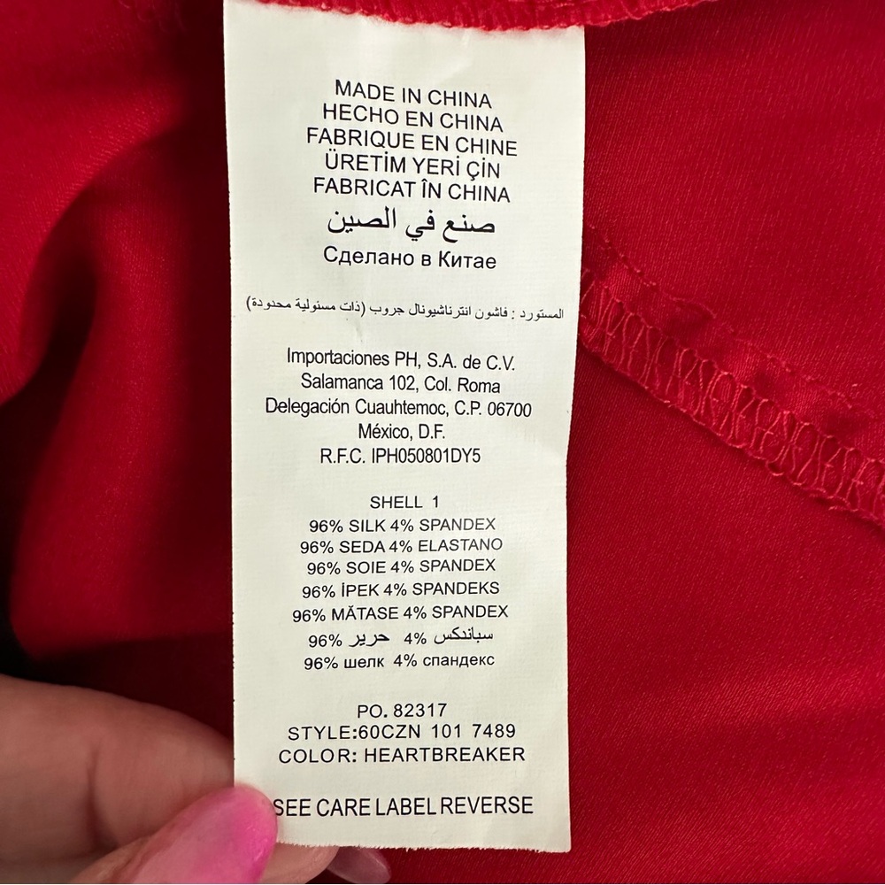 BEBE NWT Satin/Silk Red Ruffle Tank Top! Gorgeous Summer Vibe! Size S button up - Picture 8 of 11